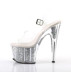 ADORE-708G Clear & Black Ankle Peep Toe High Heel Clear & Silver Multi view 4