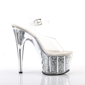 ADORE-708G Clear & Black Ankle Peep Toe High Heel Clear & Silver Multi view 2