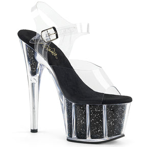 ADORE-708G Clear & Black Ankle Peep Toe High Heel Clear & Black Multi view 1
