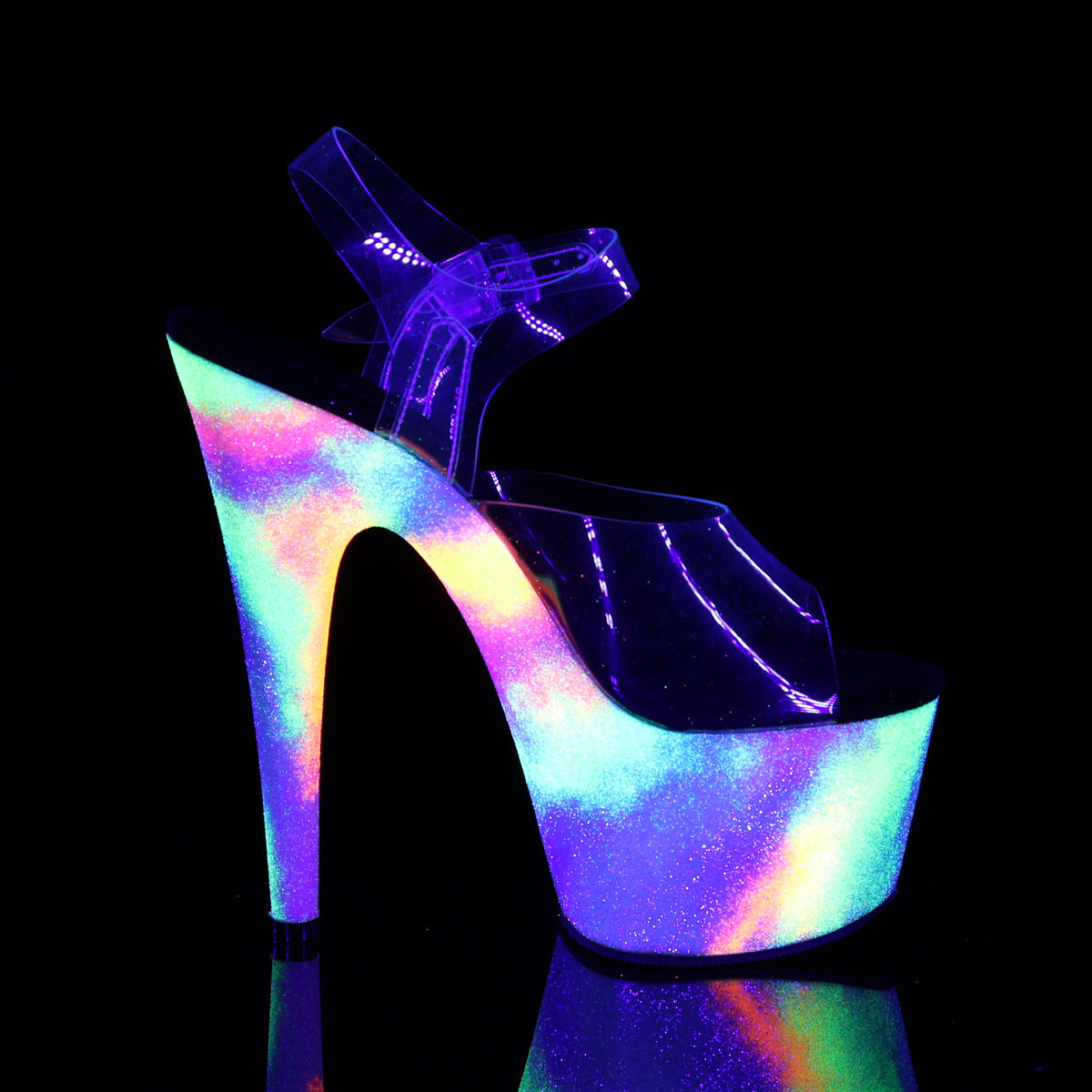 ADORE-708GXY Clear & Multi Colour Ankle Peep Toe High Heel