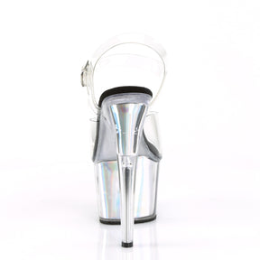 ADORE-708HGI Silver & Clear Ankle Peep Toe High Heel