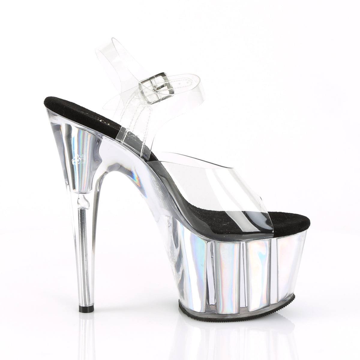 ADORE-708HGI Silver & Clear Ankle Peep Toe High Heel Silver & Clear & Opal Multi view 2