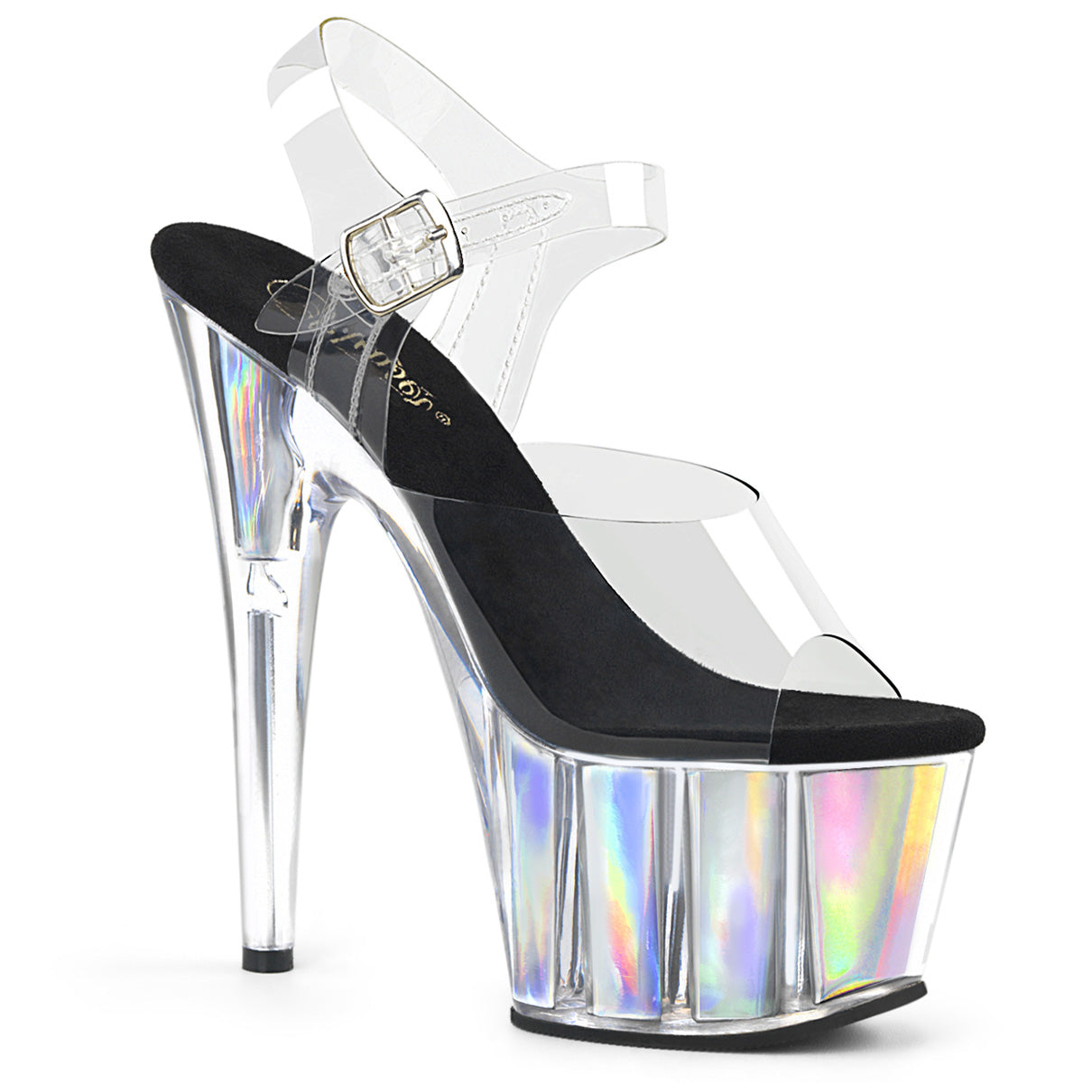 ADORE-708HGI Silver & Clear Ankle Peep Toe High Heel Silver & Clear & Opal Multi view 1