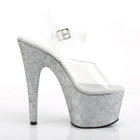 ADORE-708HMG Clear & Pink Ankle Peep Toe High Heel Silver & Clear Multi view 2