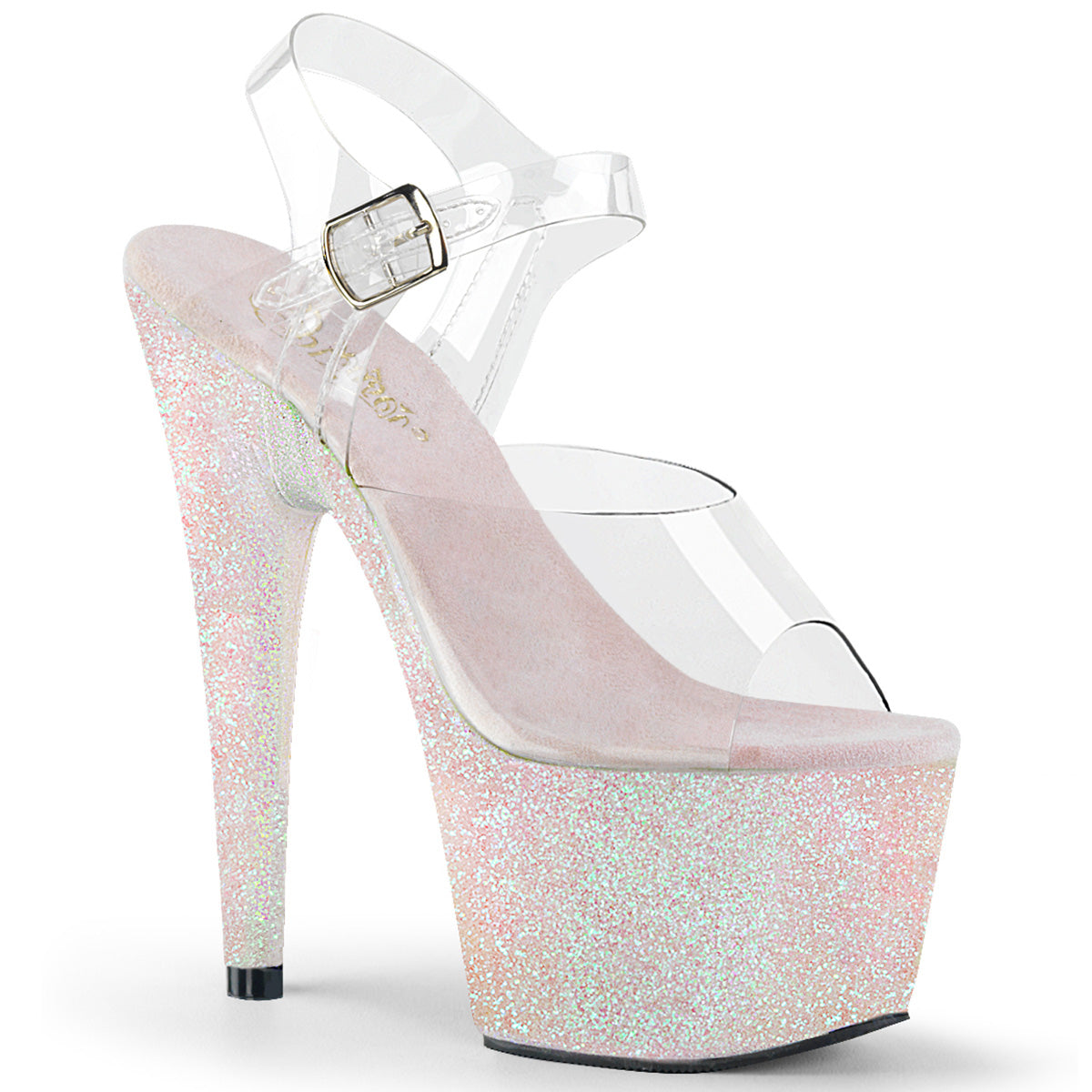 ADORE-708HMG Clear & Pink Ankle Peep Toe High Heel Clear & Pink & Opal Multi view 1