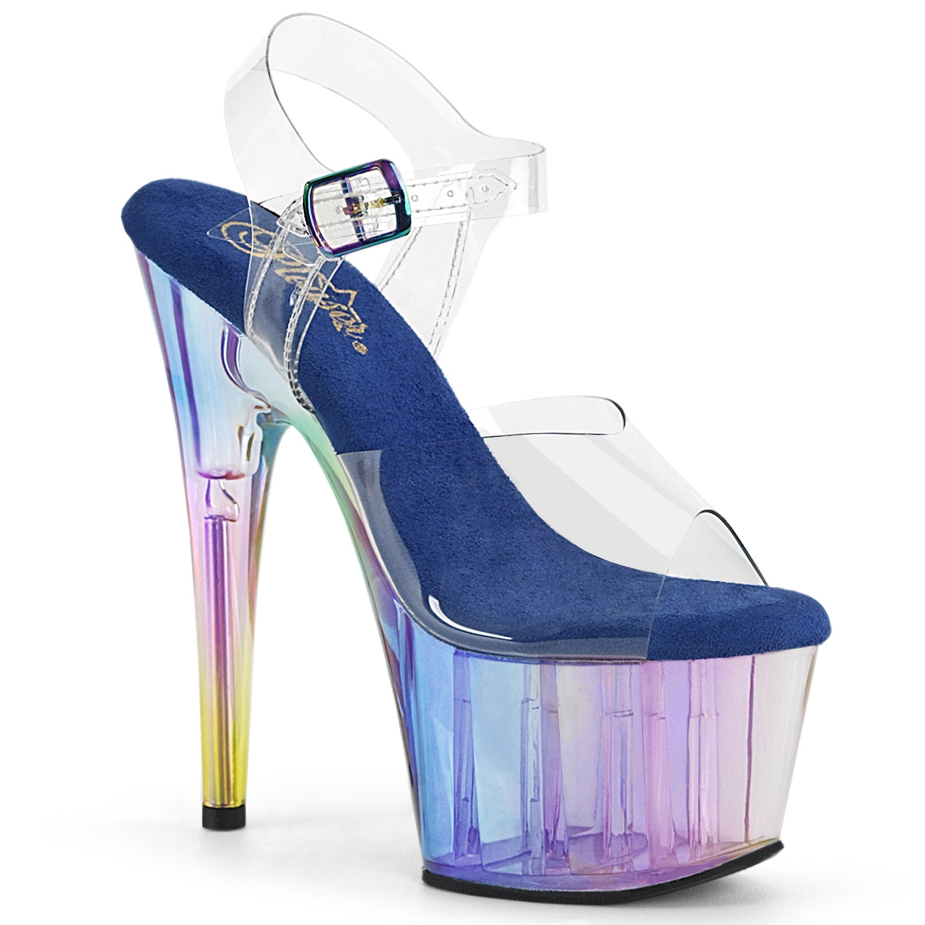 ADORE-708HT Ankle Peep Toe High Heel Blue Multi view 1