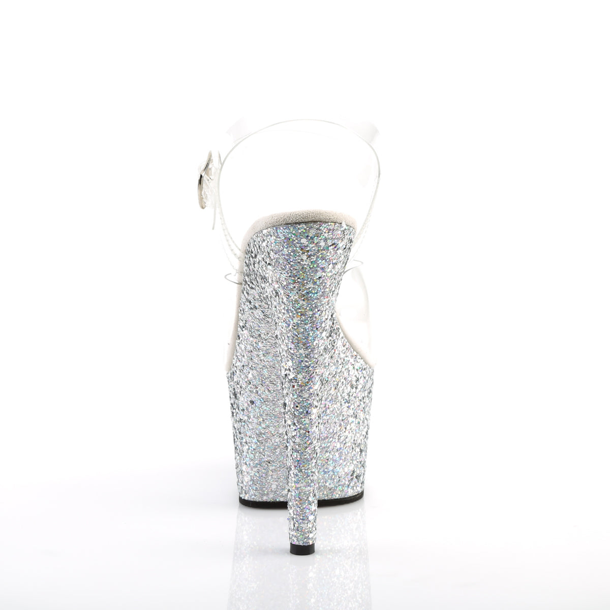 ADORE-708LG Ankle Peep Toe High Heel Silver & Clear Multi view 3