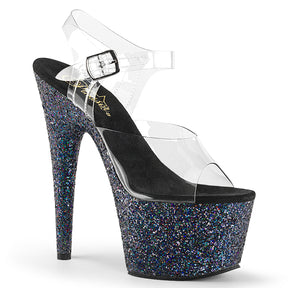 ADORE-708LG Ankle Peep Toe High Heel Clear & Black Multi view 1