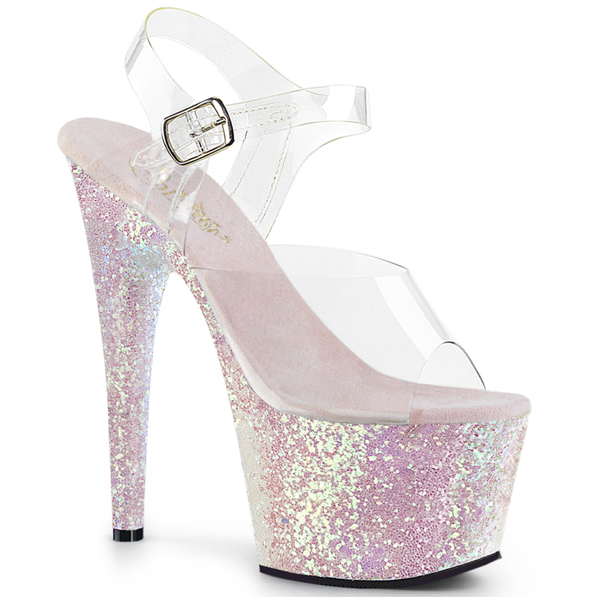 ADORE-708LG Ankle Peep Toe High Heel Clear & Pink & Opal Multi view 1