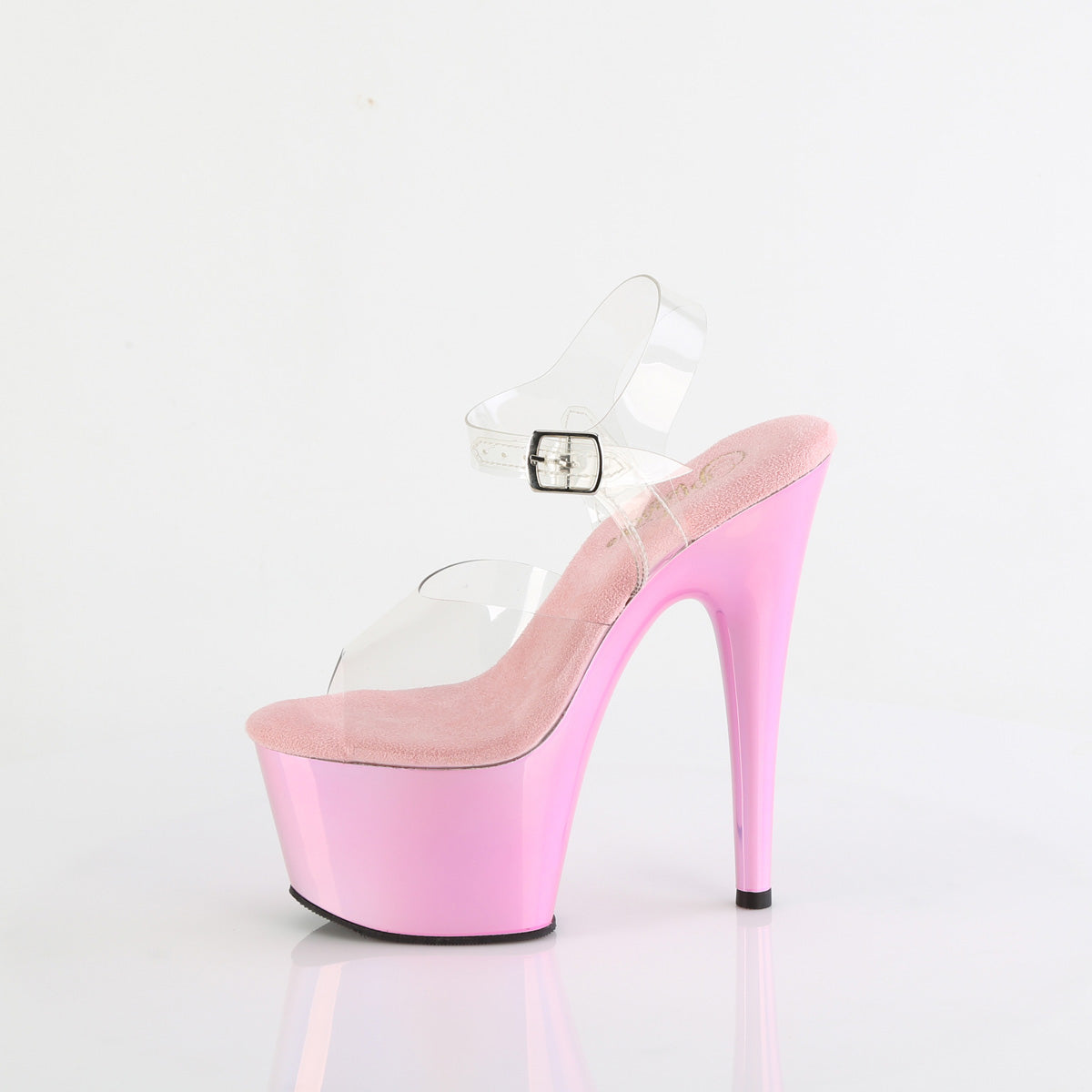 ADORE-708LQ Pink & Clear Ankle Peep Toe High Heel Pink & Clear & Opal Multi view 4