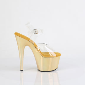 ADORE-708LQ Pink & Clear Ankle Peep Toe High Heel Gold Multi view 2