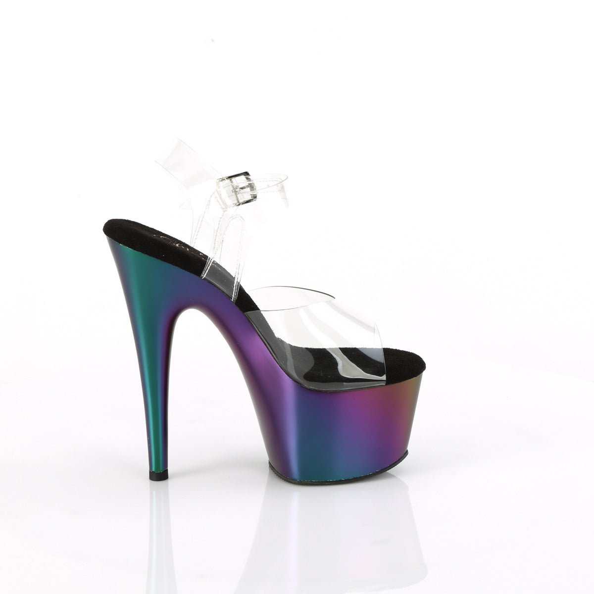 ADORE-708MCH Clear & Multi Colour Ankle Peep Toe High Heel