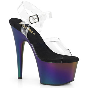 ADORE-708MCH Clear & Multi Colour Ankle Peep Toe High Heel