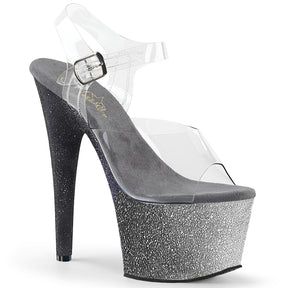 ADORE-708OMBRE Ankle Peep Toe High Heel Clear & Silver Multi view 1