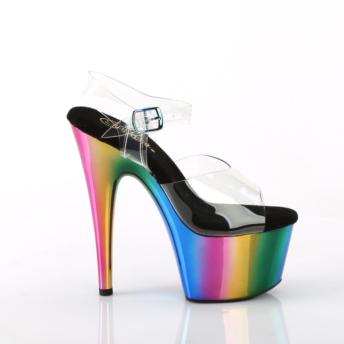 ADORE-708RC Clear & Multi Colour Ankle Peep Toe High Heel  Multi view 2