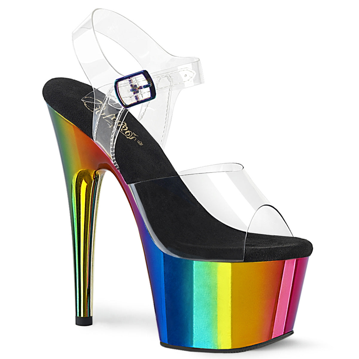 ADORE-708RC Clear & Multi Colour Ankle Peep Toe High Heel  Multi view 1