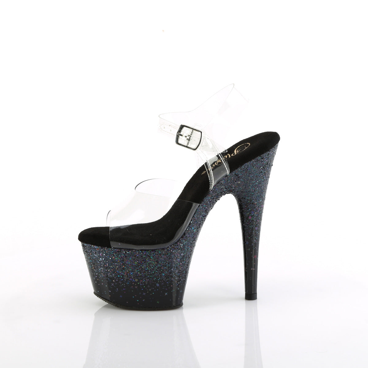 ADORE-708SS Black & Blue Ankle Peep Toe High Heel Black & Clear Multi view 4