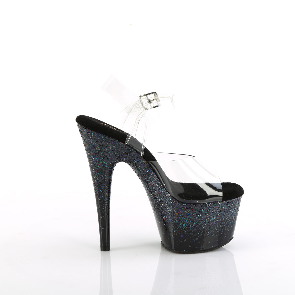 ADORE-708SS Black & Blue Ankle Peep Toe High Heel Black & Clear Multi view 2