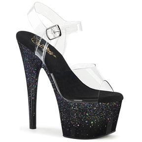 ADORE-708SS Black & Blue Ankle Peep Toe High Heel Black & Clear Multi view 1