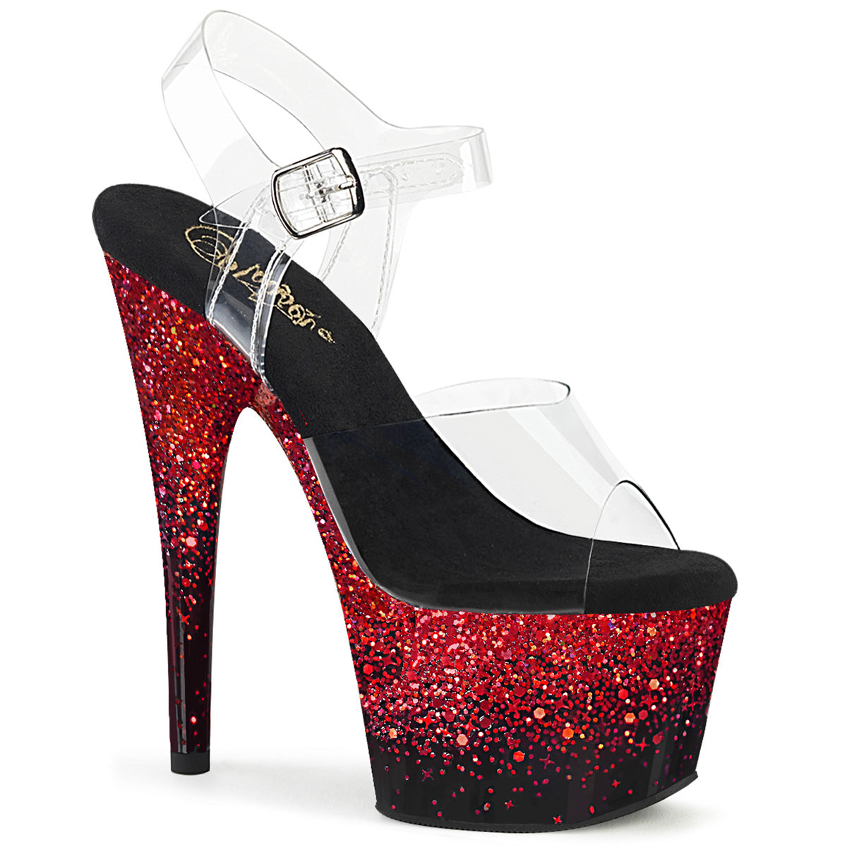 ADORE-708SS Black & Blue Ankle Peep Toe High Heel Black & Red Multi view 1