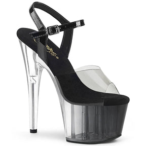 ADORE-708T-1 Black & Clear Ankle Peep Toe High Heel