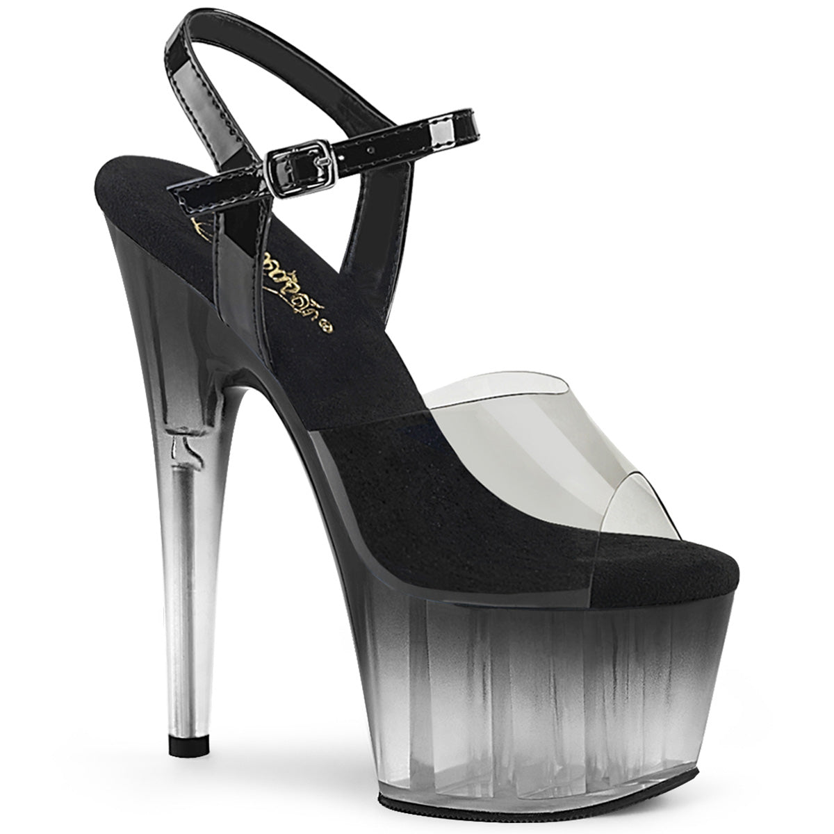 ADORE-708T-2 Black & Clear Ankle Peep Toe High Heel