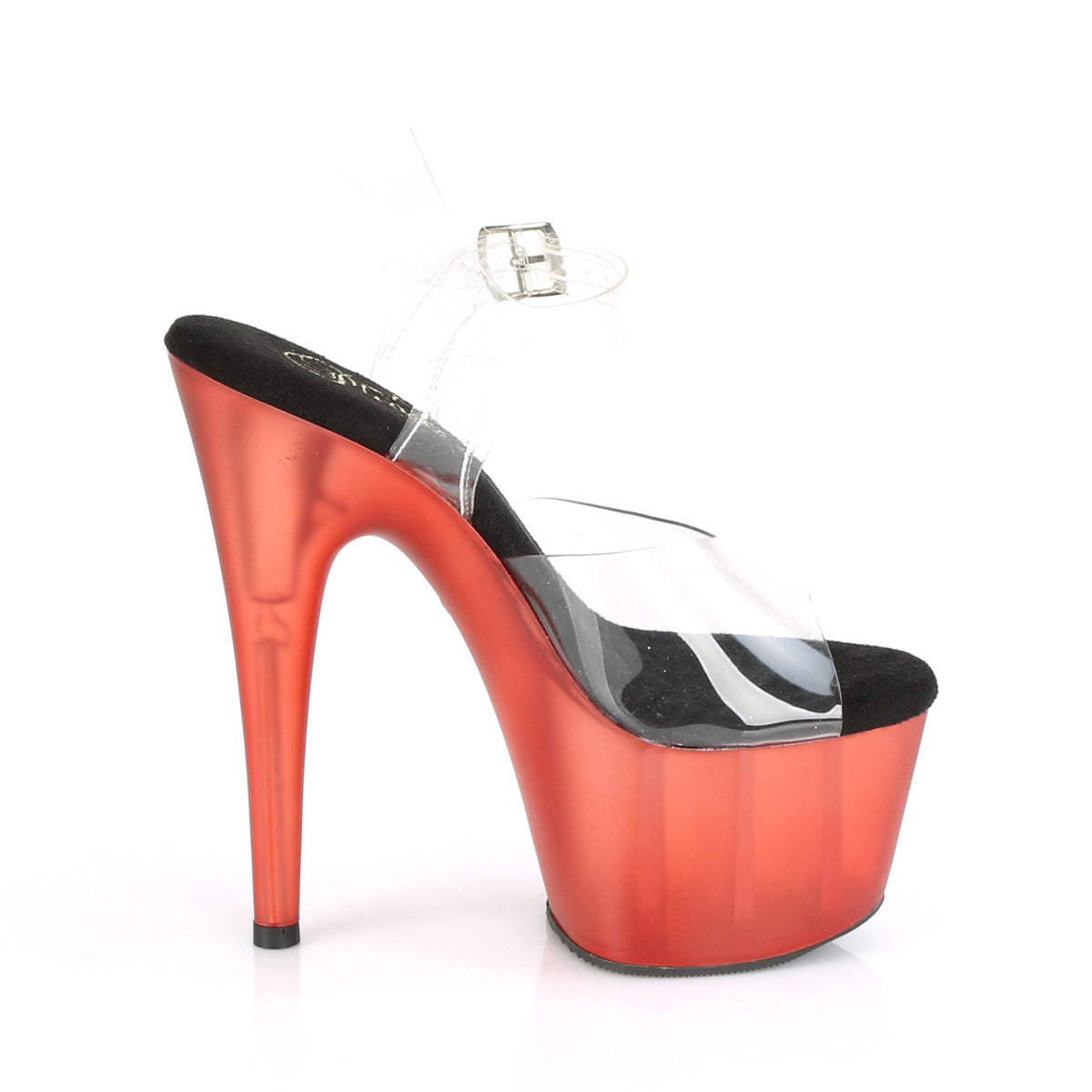 ADORE-708T Ankle Peep Toe High Heel Red & Clear Multi view 2