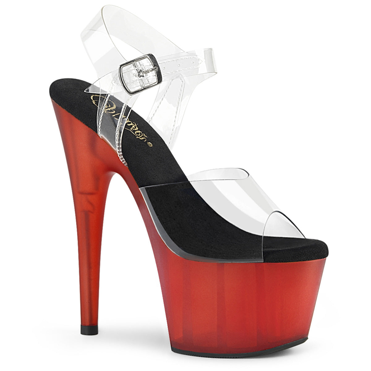 ADORE-708T Ankle Peep Toe High Heel Red & Clear Multi view 1