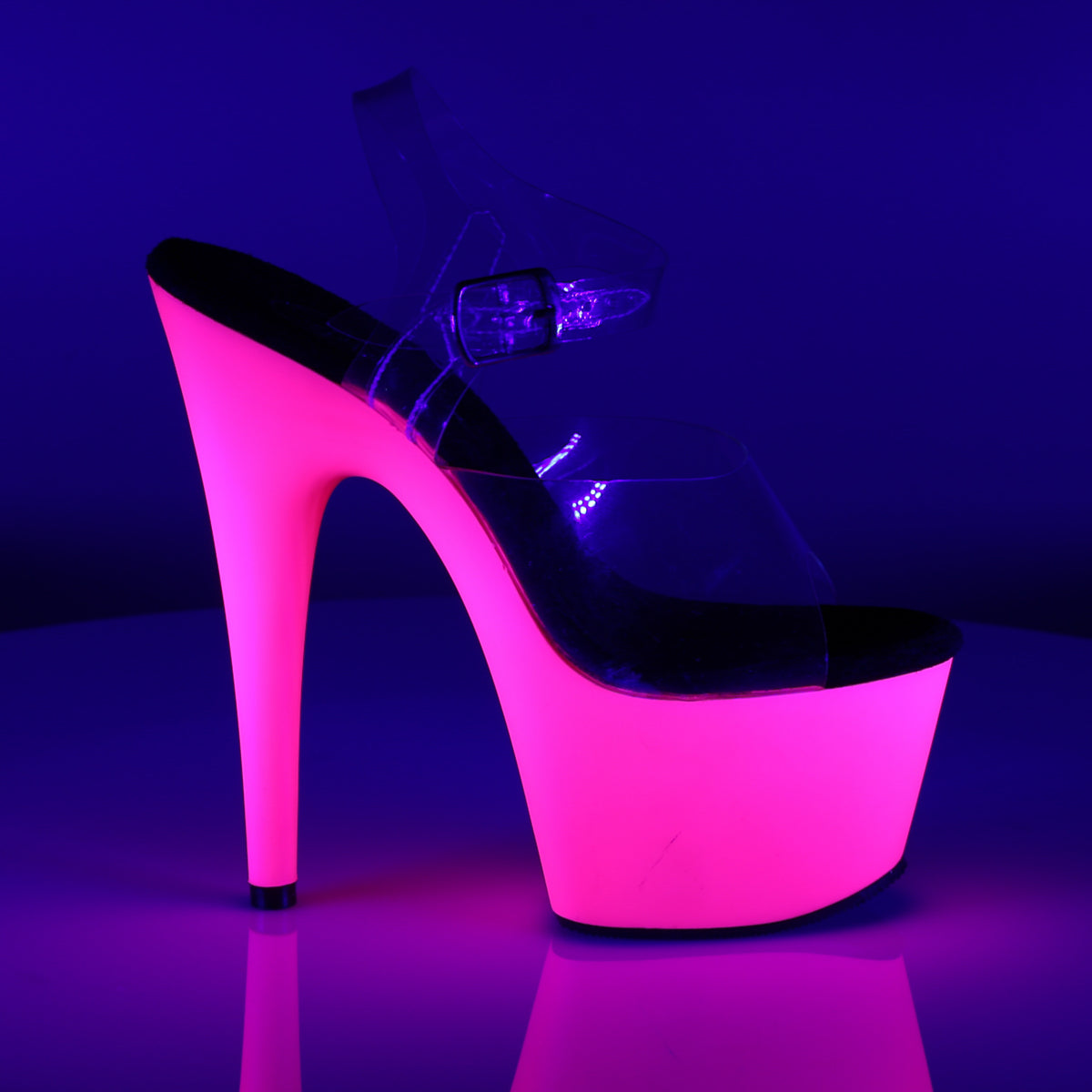 ADORE-708UV Clear & Pink Ankle Peep Toe High Heel