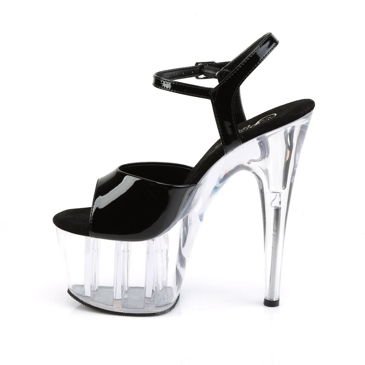 ADORE-709 Black & Clear Ankle Peep Toe High Heel  Multi view 4