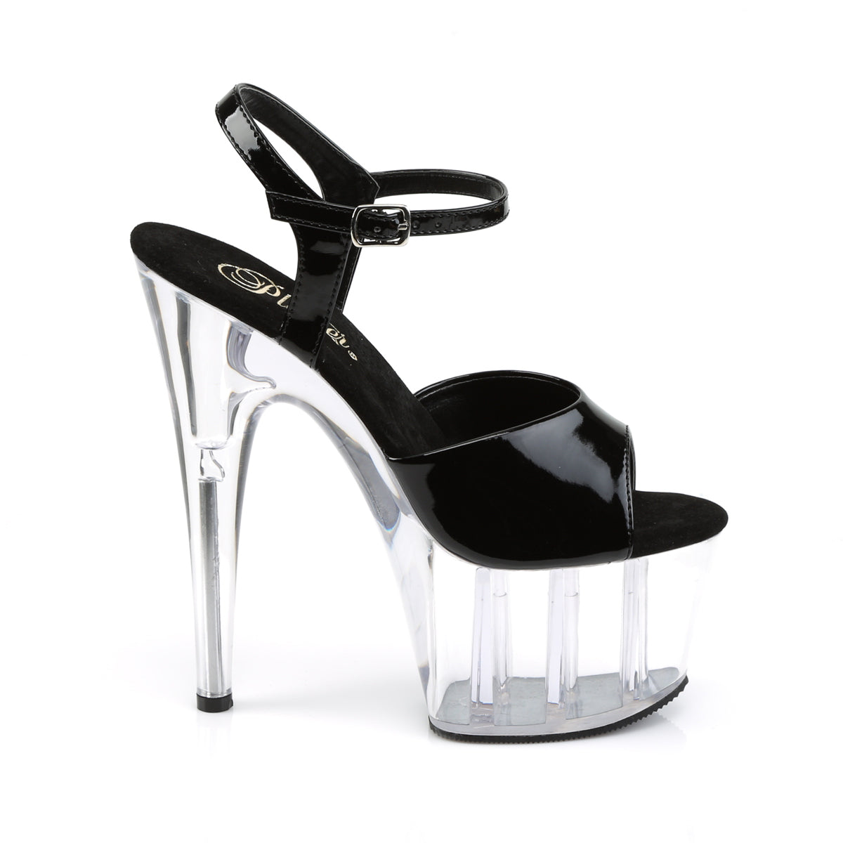 ADORE-709 Black & Clear Ankle Peep Toe High Heel  Multi view 2