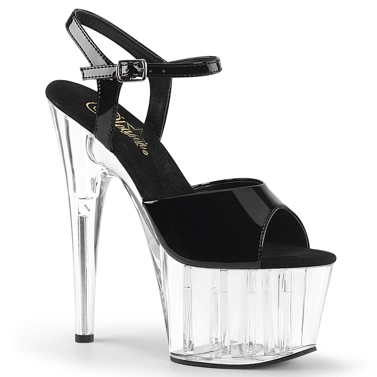 ADORE-709 Black & Clear Ankle Peep Toe High Heel  Multi view 1