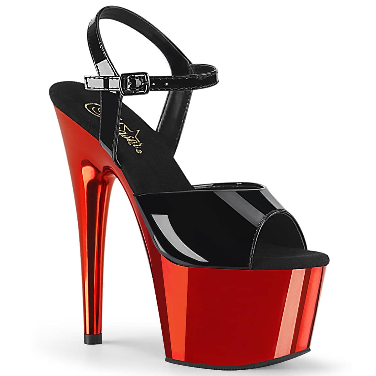 ADORE-709 Black & Red Chrome Open Toe High Heels