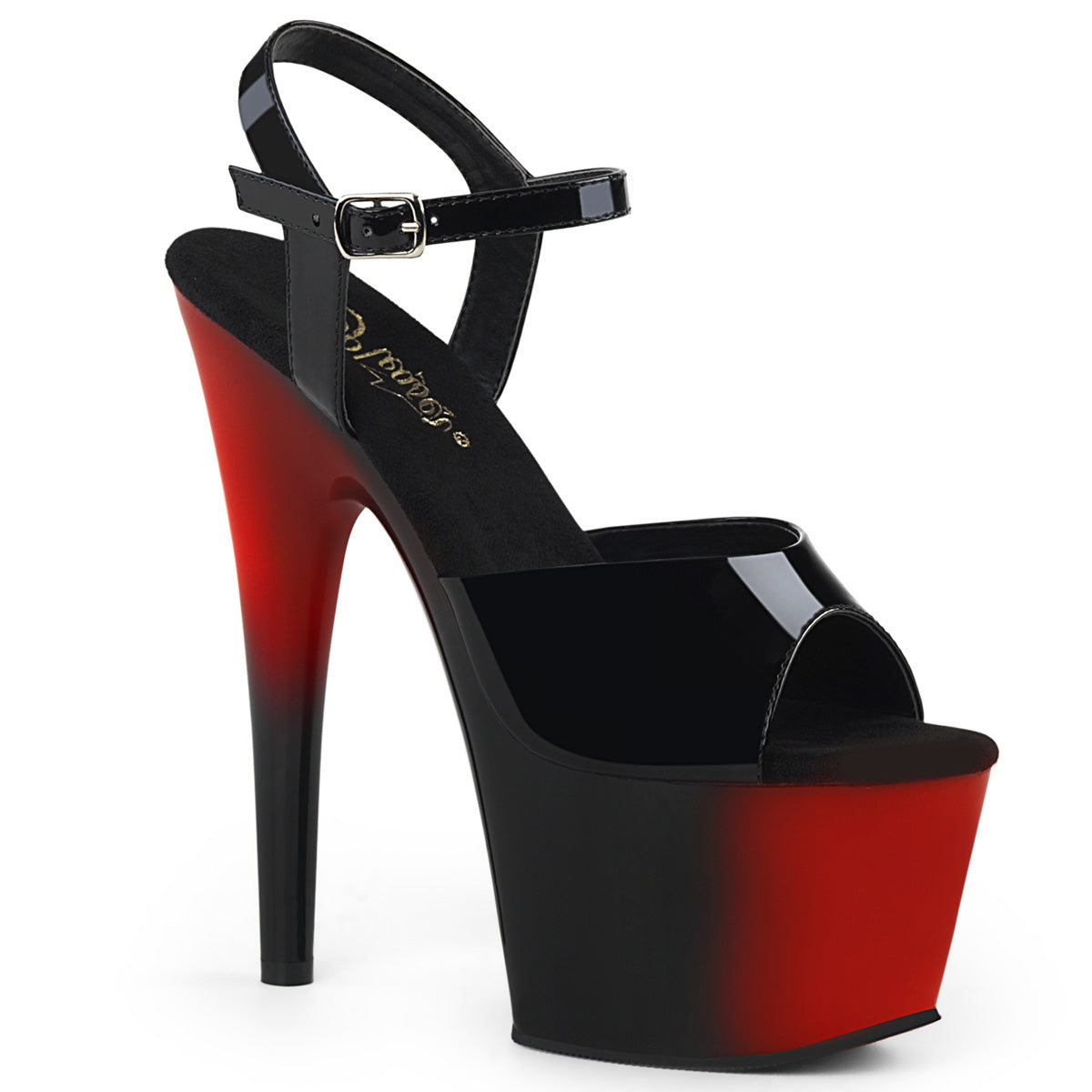 ADORE-709BR Black & Red Ankle Peep Toe High Heel Black & Red Multi view 1