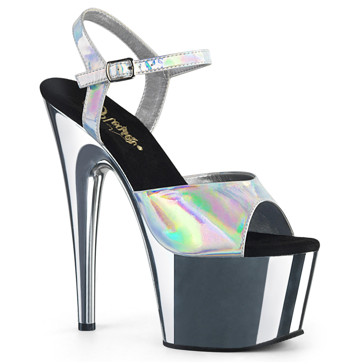 ADORE-709HGCH Ankle Peep Toe High Heel Silver Multi view 1
