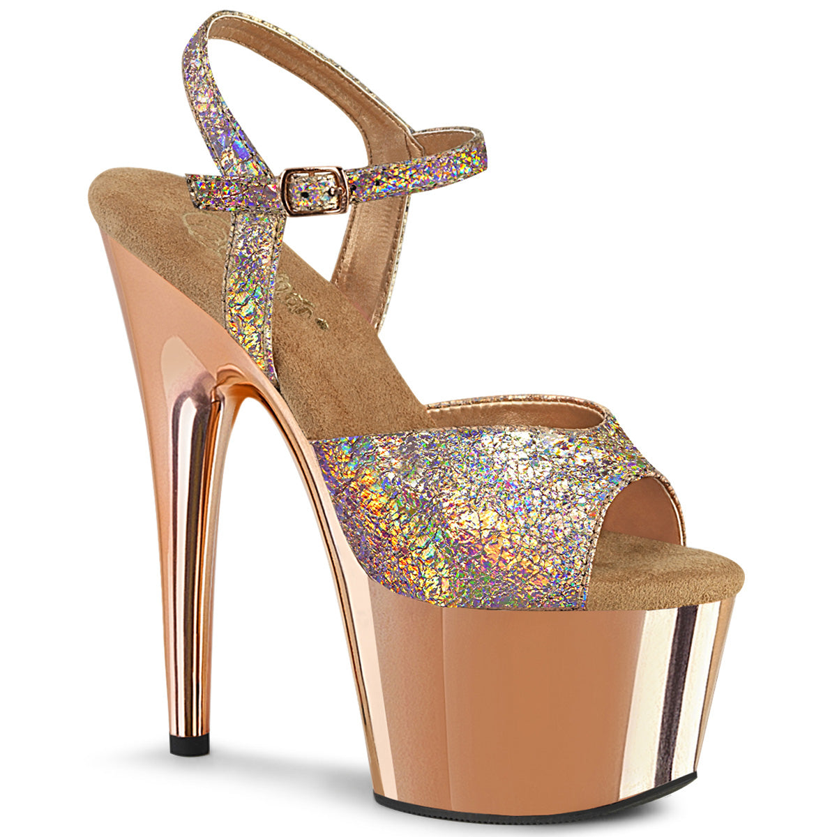 ADORE-709HM Rose Gold Ankle Peep Toe High Heel  Multi view 1