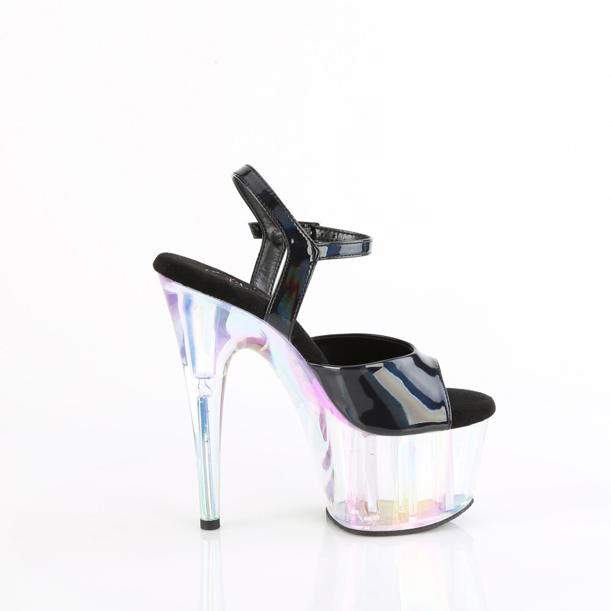 ADORE-709HT Black & Clear Ankle Peep Toe High Heel Black & Clear & Opal Multi view 2