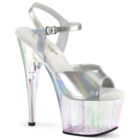 ADORE-709HT Black & Clear Ankle Peep Toe High Heel Silver & Clear & Opal Multi view 1