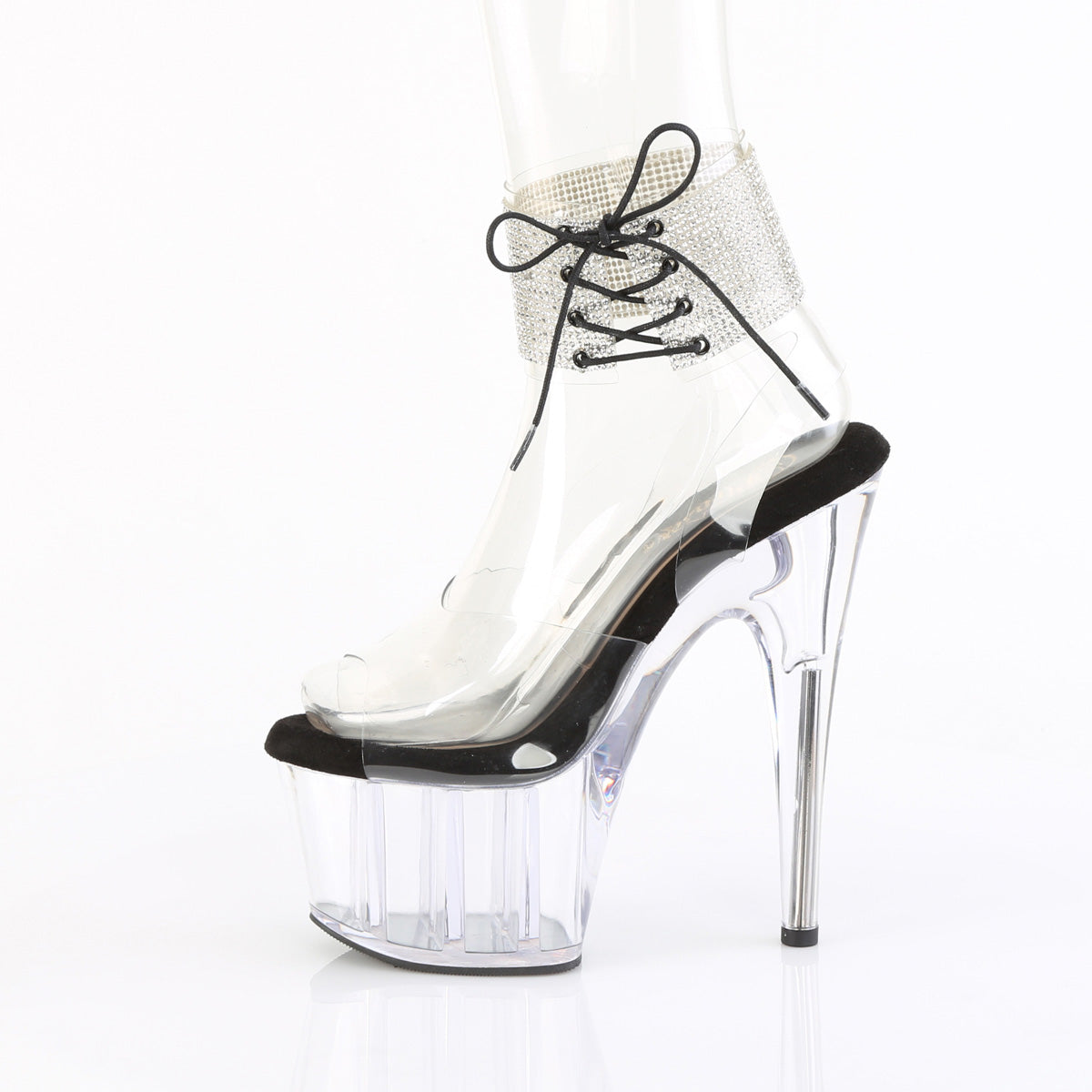 ADORE-791-2RS Ankle Sandal High Heel Clear & Silver Multi view 4