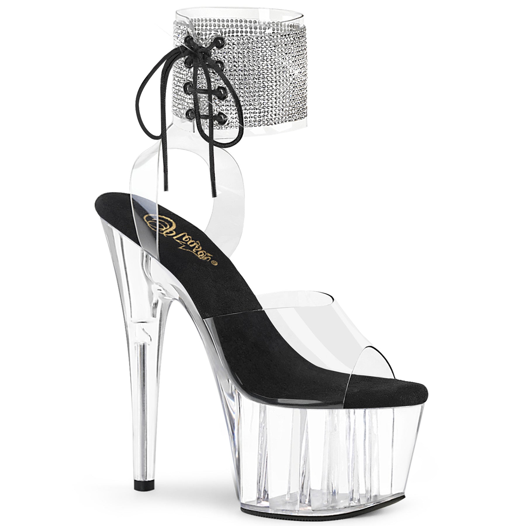 ADORE-791-2RS Ankle Sandal High Heel Clear & Silver Multi view 1