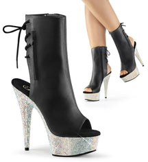 BEJEWELED-1018DM-6 Calf High Peep Toe Boots