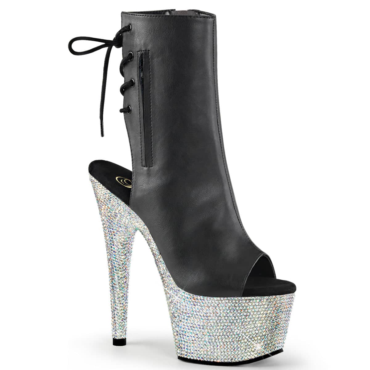 BEJEWELED-1018DM-7 Calf High Peep Toe Boots