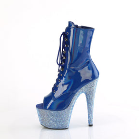 BEJEWELED-1021-7 Black & Silver Calf High Peep Toe Boots Blue Multi view 4
