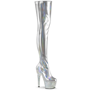 BEJEWELED-3000-7 Pink Thigh High Boots Silver Multi view 1