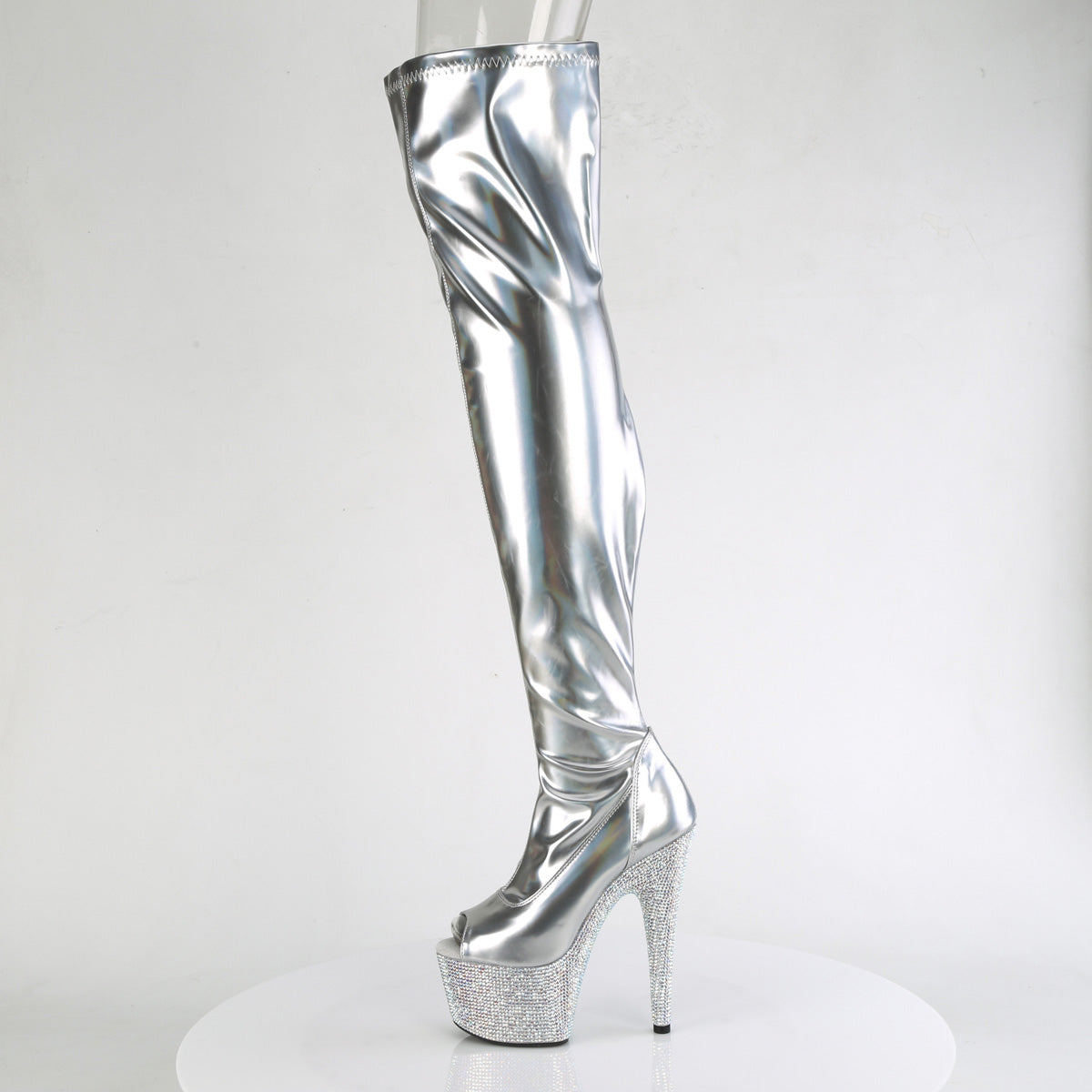 BEJEWELED-3011-7 Thigh High Boots Silver Multi view 4