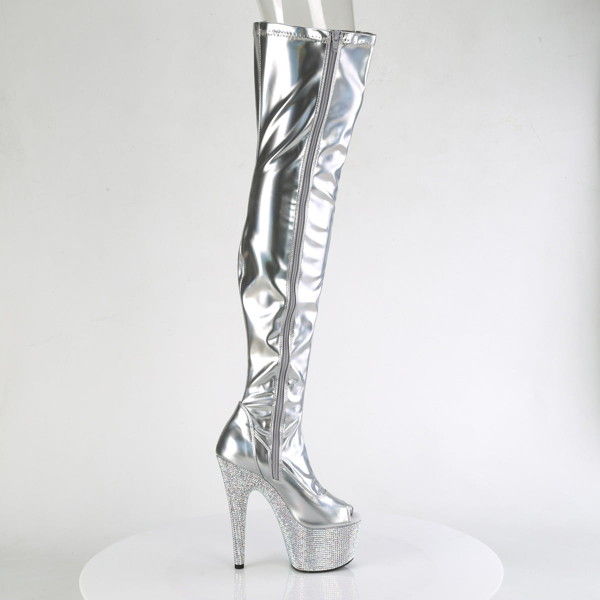 BEJEWELED-3011-7 Thigh High Boots Silver Multi view 2