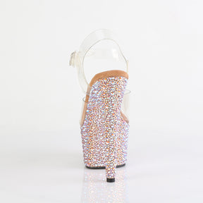 BEJEWELED-708MS Clear & Silver Ankle Peep Toe High Heel Rose Gold Multi view 3