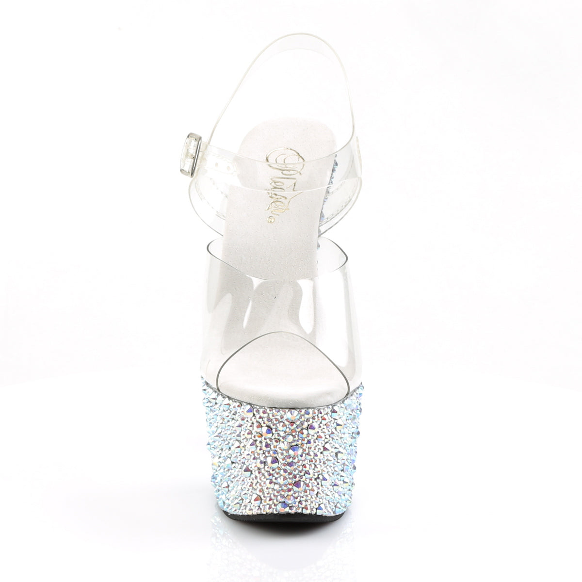 BEJEWELED-708MS Clear & Silver Ankle Peep Toe High Heel Clear & Silver Multi view 5