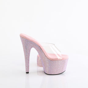 BEJEWELED-712RS Clear & Multi Colour Peep Toe High Heel Pink Multi view 2