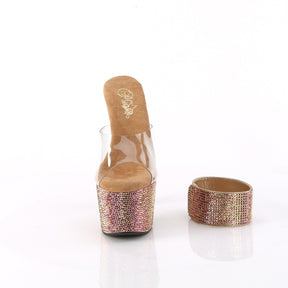 BEJEWELED-712RS Clear & Multi Colour Peep Toe High Heel Gold Multi view 5
